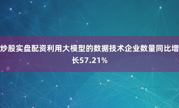 炒股实盘配资利用大模型的数据技术企业数量同比增长57.21%