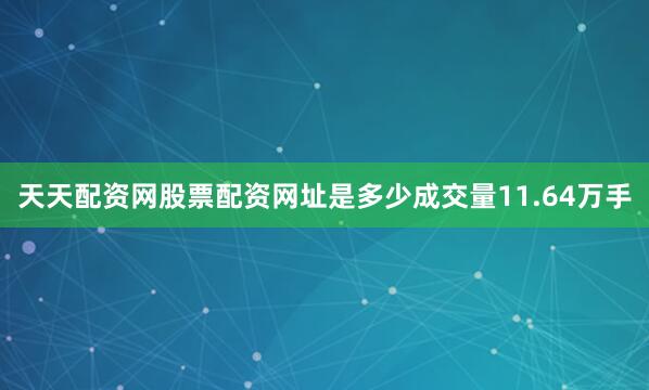 天天配资网股票配资网址是多少成交量11.64万手
